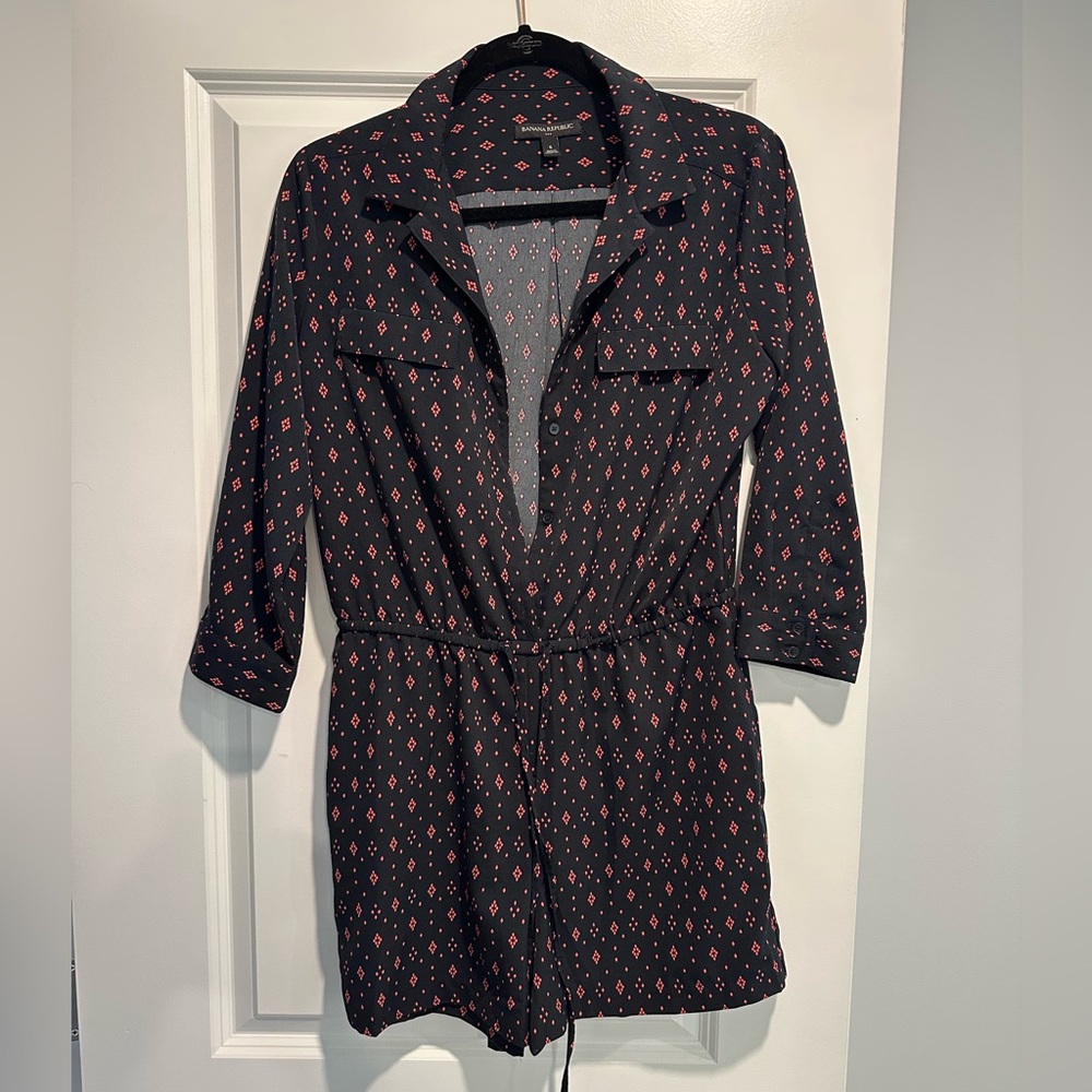 Banana Republic button-down romper with drawstring waist